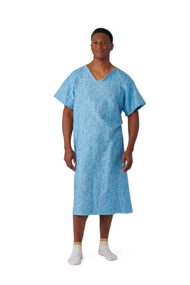 Medline Patient Gown Short Sleeve Blue Regular 10/pack